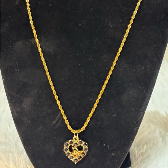 Dior black rhinestone heart zipper pull with unbranded chain - Picture 3 of 4